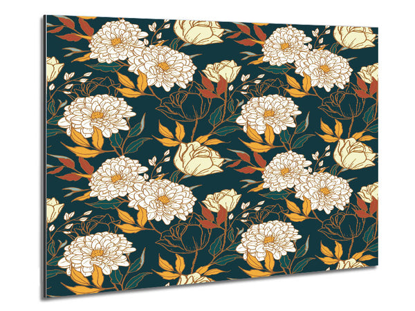 The Floral Carnation Pattern Metal Print