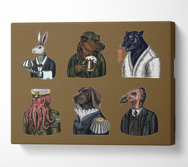  A Canvas Print of Six Vintage Animal People Canvas Print