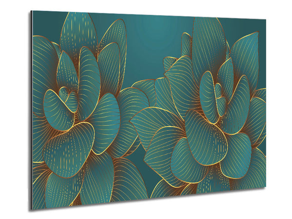Green Petal Flower Fancy Metal Print