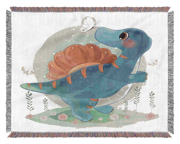 The Little Cute Dinosaur Butterfly Woven Blanket