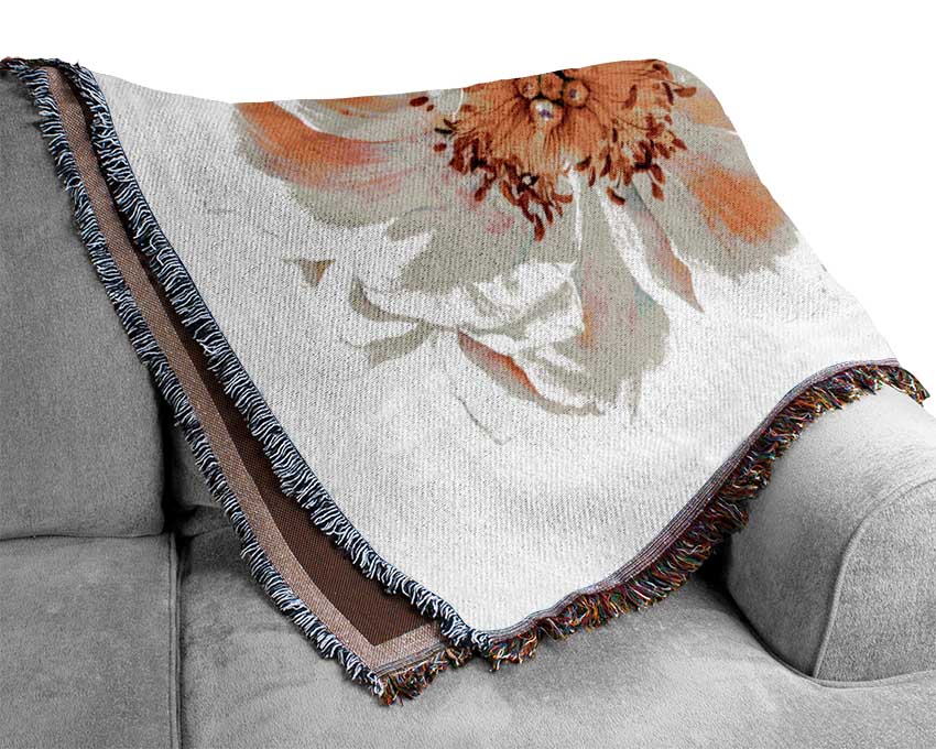 Two Beautiful Pink Peach Flowers Woven Blanket
