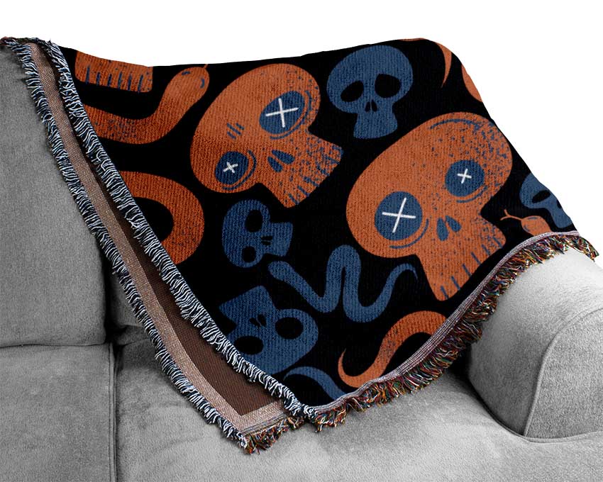 Red Skull And Snakes Woven Blanket