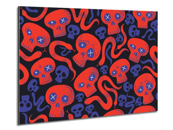 Red Skull And Snakes Metal Print