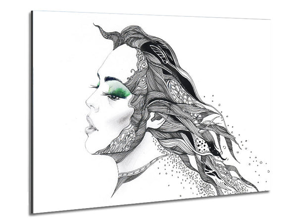 Woman Face Pen Scribble Metal Print
