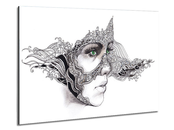 Woman Face Scribble 2 Metal Print
