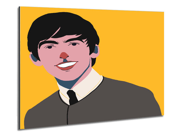 The Beatles On Yellow Metal Print