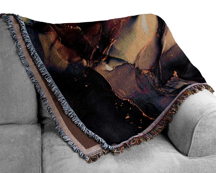 Smokey Chocolate Gold Woven Blanket