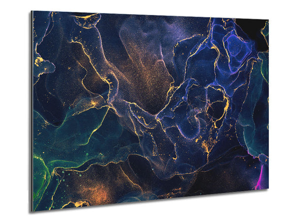 Deep Ocean World Glitter Metal Print