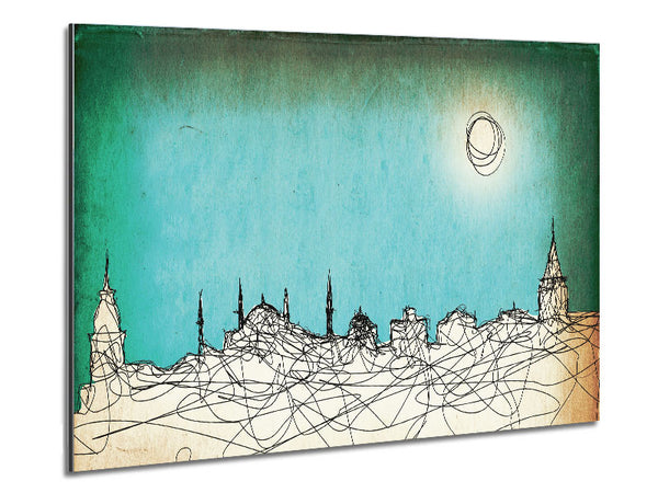 Where The Sun Sets Over Town Metal Print