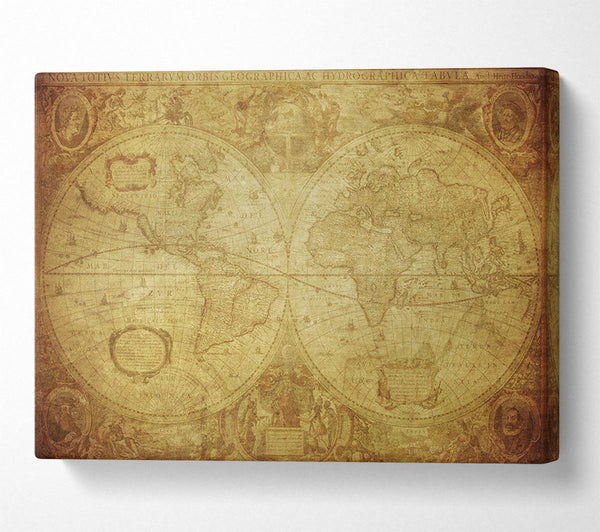  A Canvas Print of The Map Of The World Vintage Canvas Print
