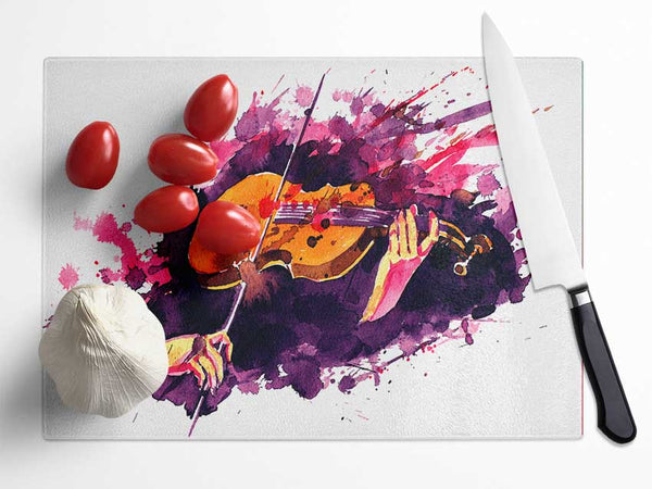 Playing The Violin Splatter Glass Chopping Board