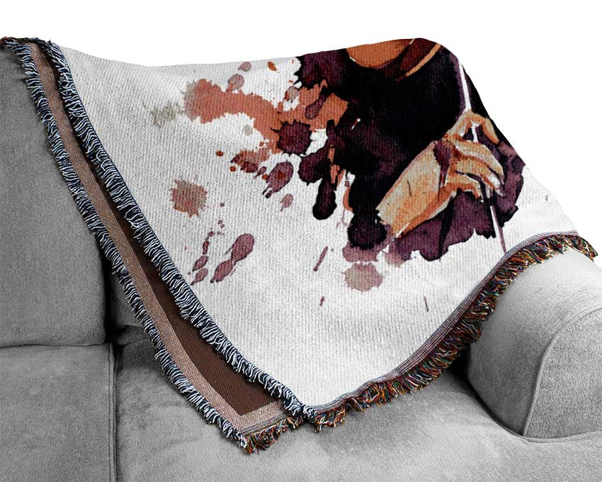 Playing The Violin Splatter Woven Blanket
