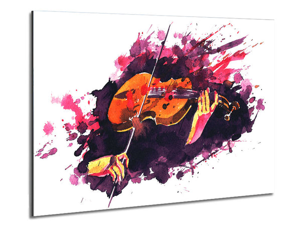 Playing The Violin Splatter Metal Print