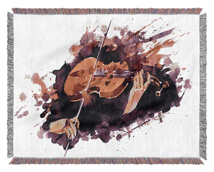 Playing The Violin Splatter Woven Blanket