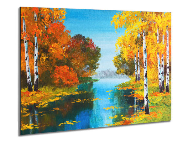 The Orange Birch Leaves Metal Print