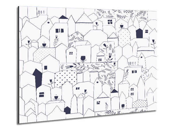 Simple Drawn Town Houses Metal Print
