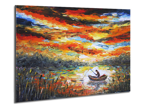 Fishing Under The Applejack Sky Metal Print