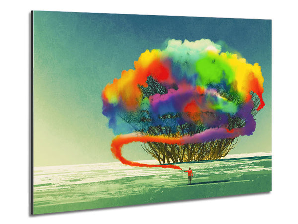 Trees Rainbow Cloud Metal Print