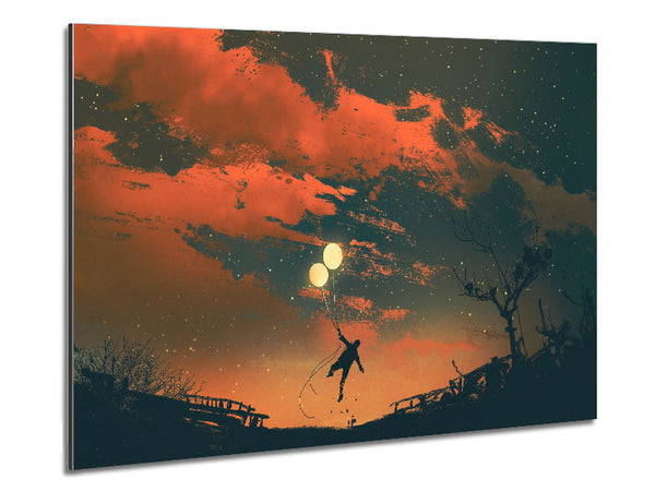 The Two Floating Light Balloons Metal Print