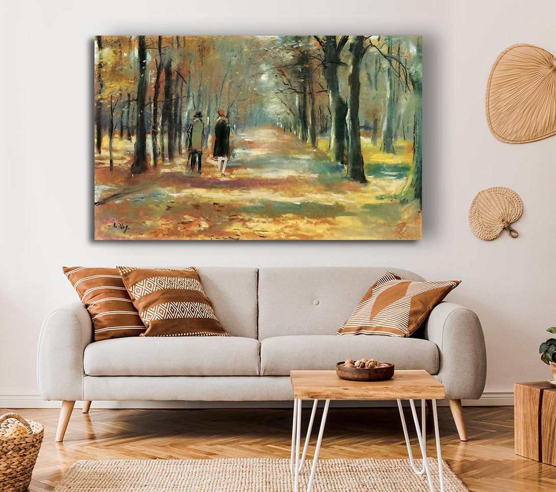  A Canvas Print of Lesser Ury Couple Walking In The Woods Canvas Wall Art