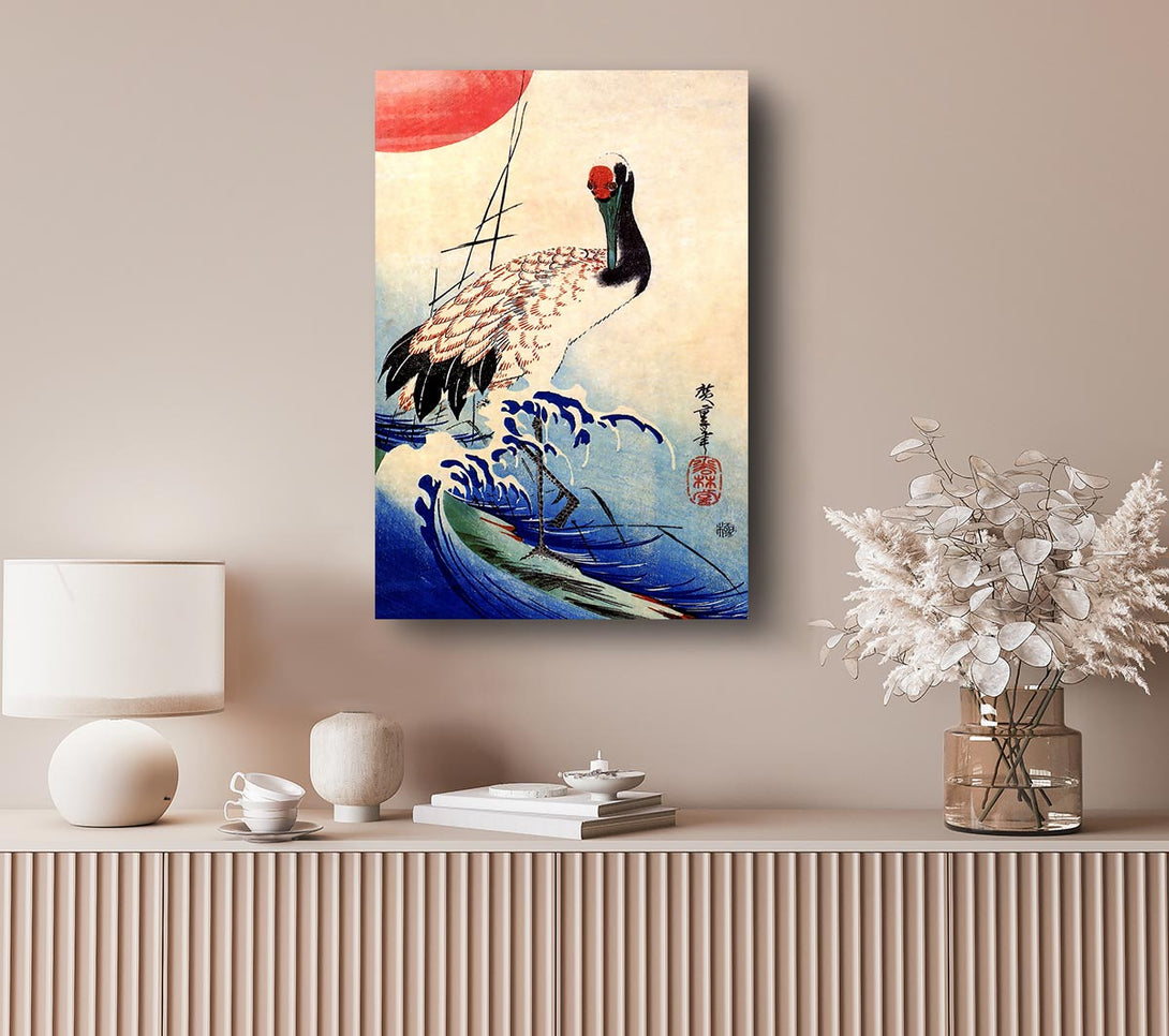 A Canvas Print of Hiroshige Crane And Rising Sun Canvas Art