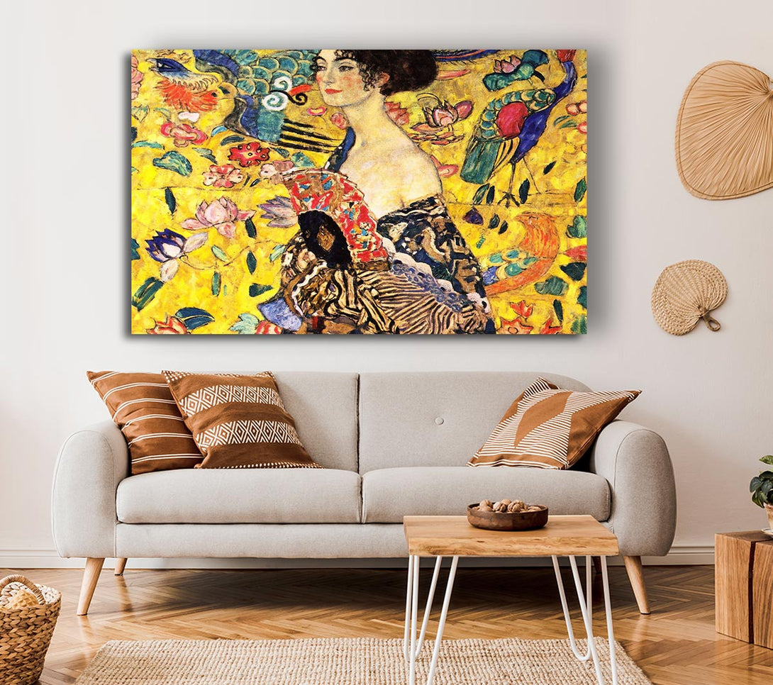  A Canvas Print of Klimt Lady With Fan Canvas Wall Art