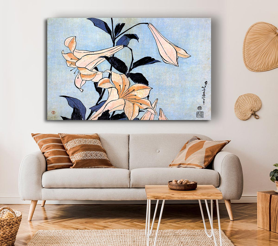  A Canvas Print of Hokusai Lilies Canvas Wall Art