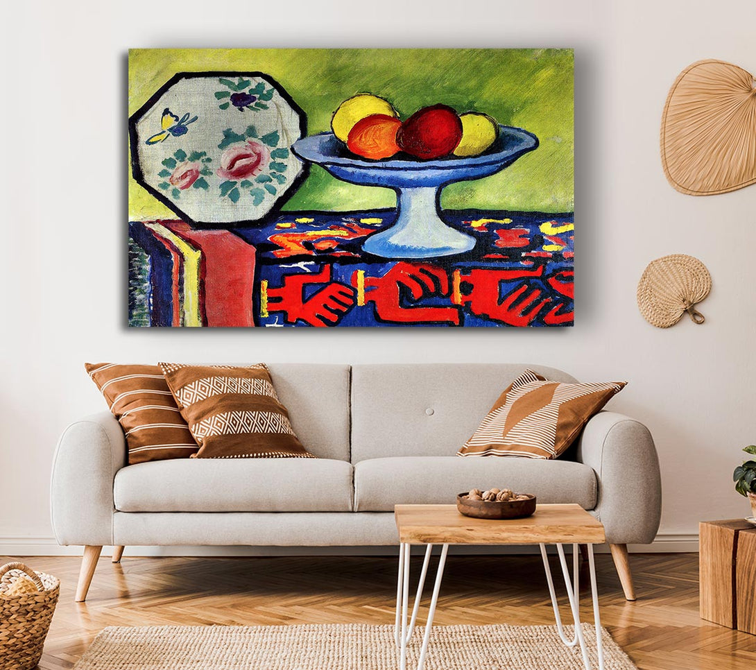  A Canvas Print of August Macke Still Life With Apple Peel And A Japanese Fan Canvas Print