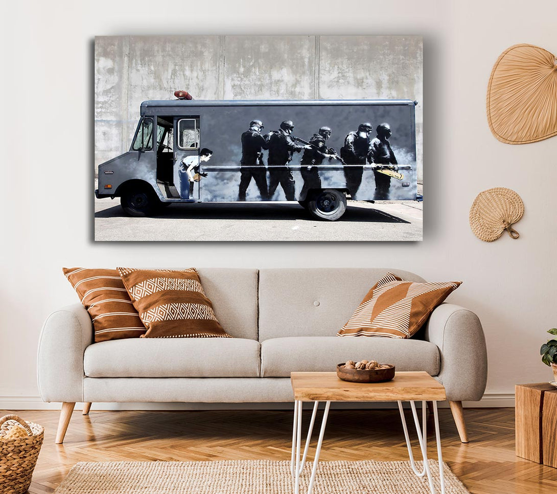  A Canvas Print of Banksy Swat Truck Canvas Print