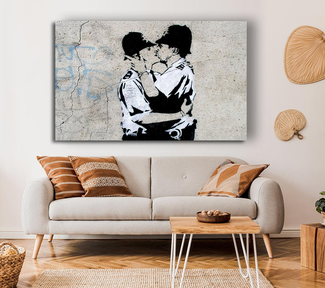  A Canvas Print of Banksy Bent Coppers Landscape Canvas Art