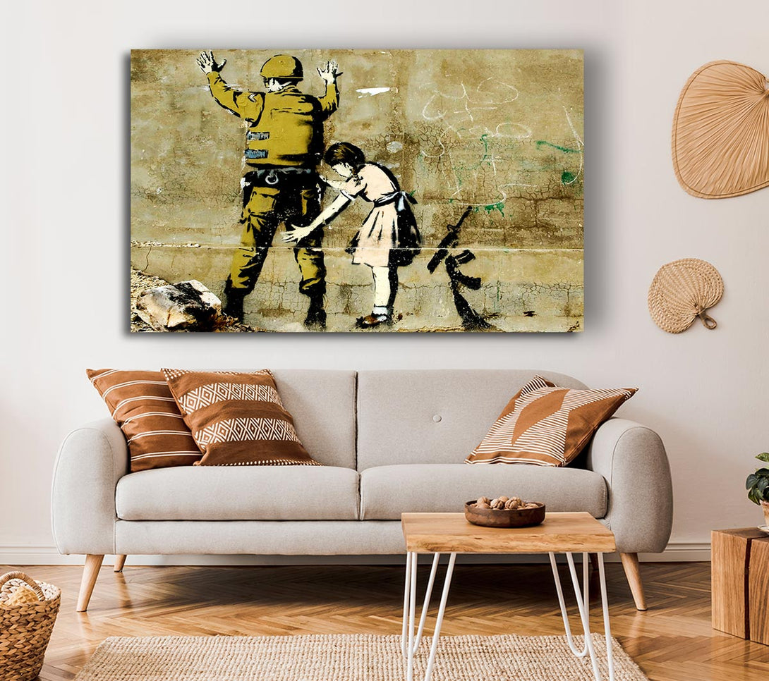 A Canvas Print of Banksy Child Searching Soldier Canvas Wall Art