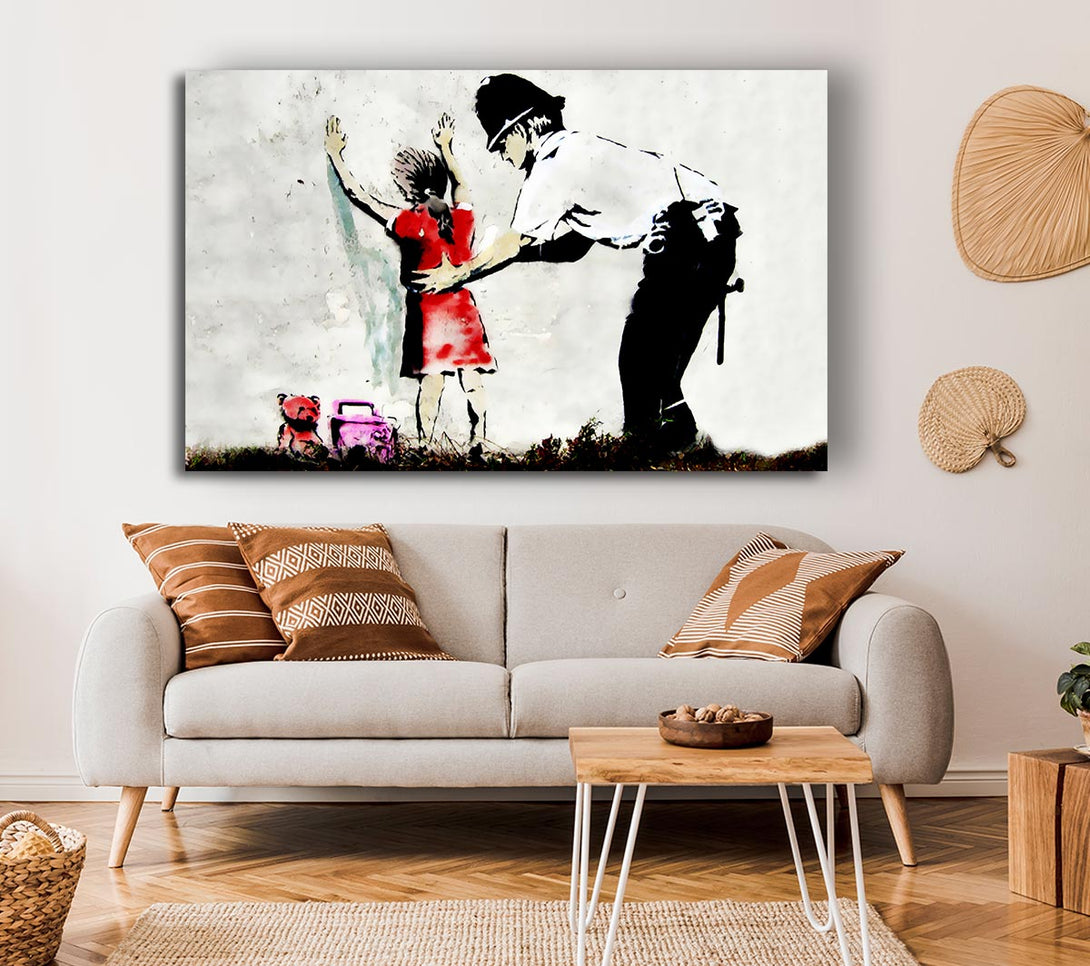  A Canvas Print of Banksy Copper Frisking Child Canvas Wall Art