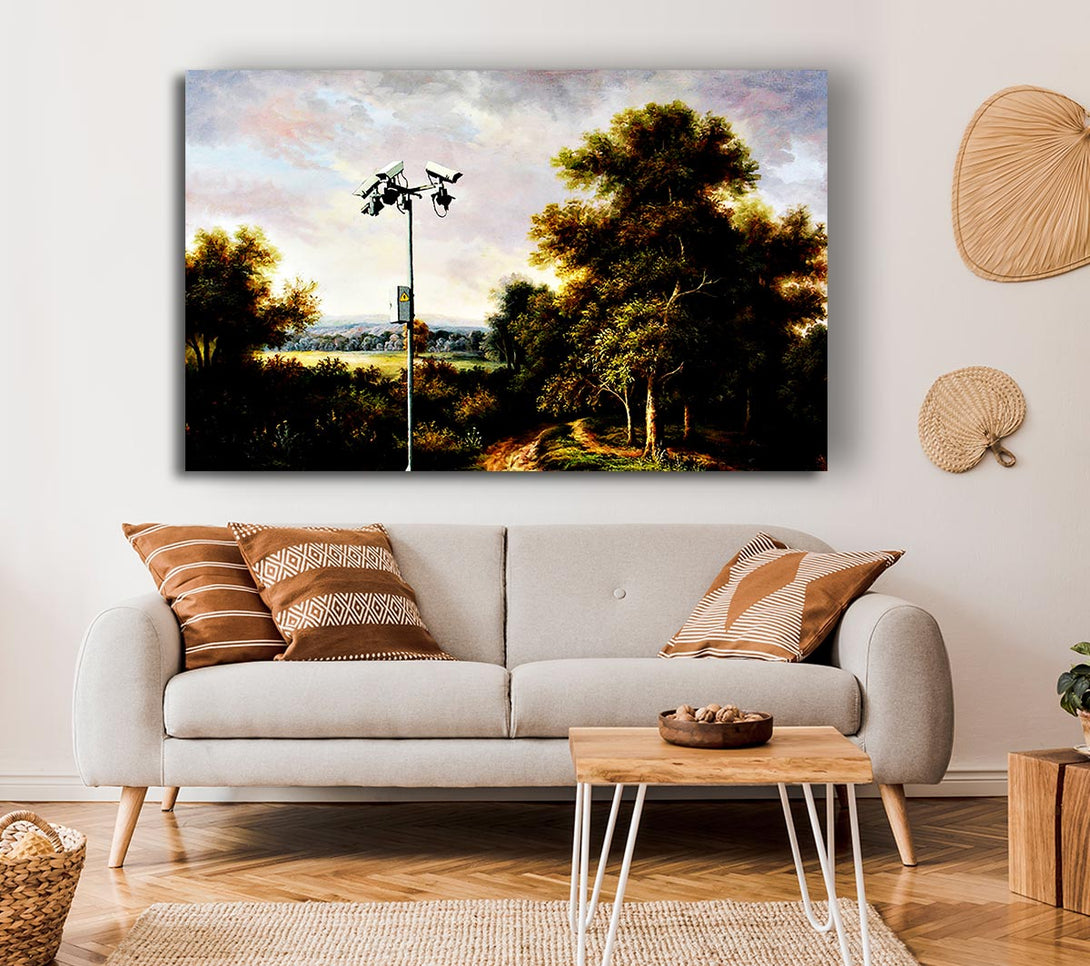  A Canvas Print of Banksy Countryside Cctv Canvas Art