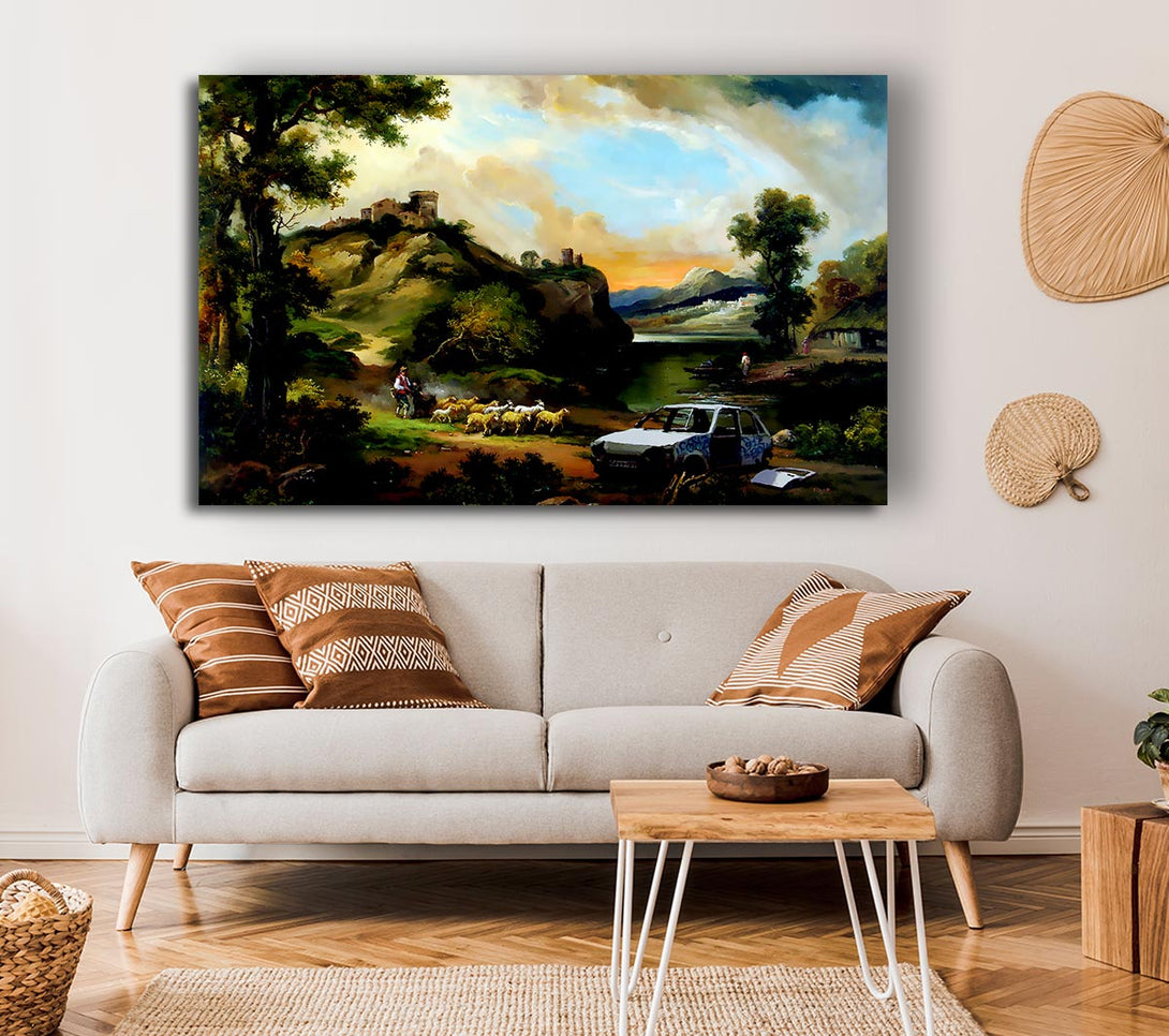  A Canvas Print of Banksy Countryside Junk Yard Canvas Print