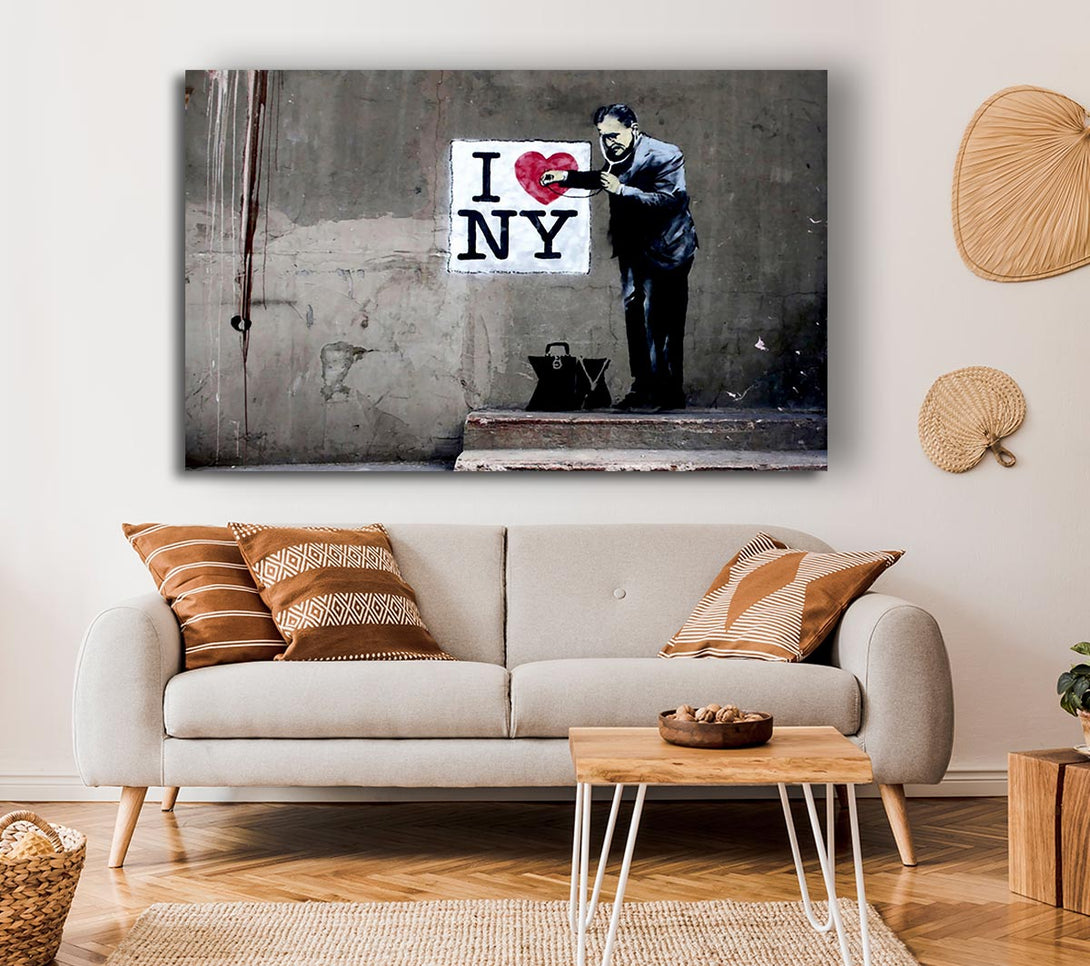  A Canvas Print of Banksy Heart Beat Of New York Canvas Wall Art