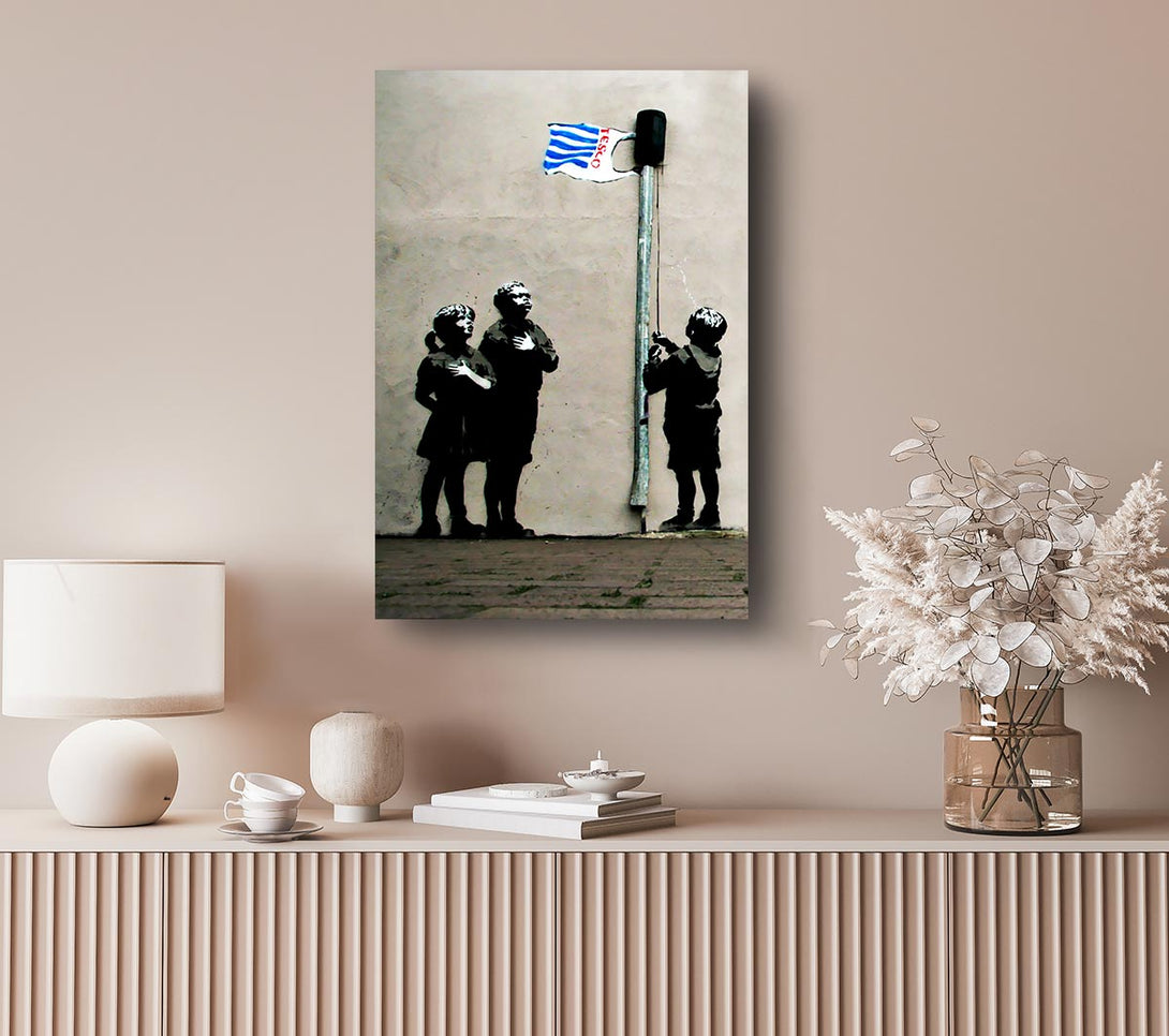  A Canvas Print of Banksy Homage To The Tesco Flag Canvas Print