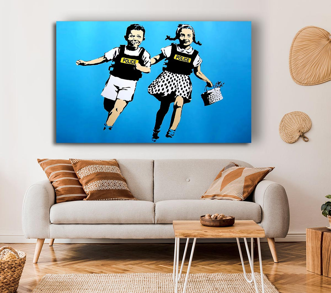  A Canvas Print of Banksy Jack And Gill Blue Canvas Print