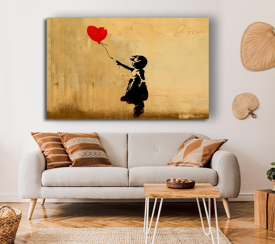  A Canvas Print of Banksy Love Heart Balloon Left Canvas Wall Art
