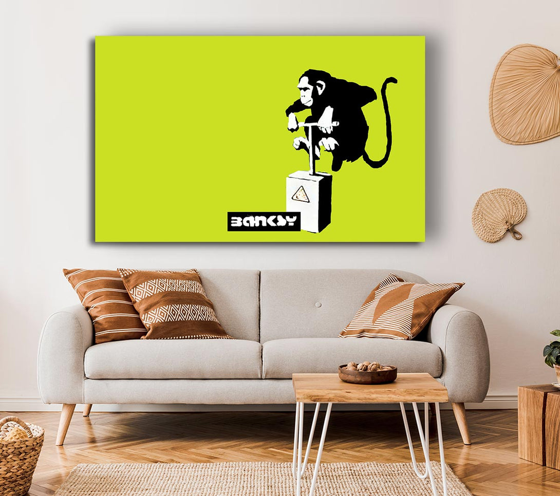  A Canvas Print of Banksy Monkey Detonator Lime Canvas Print