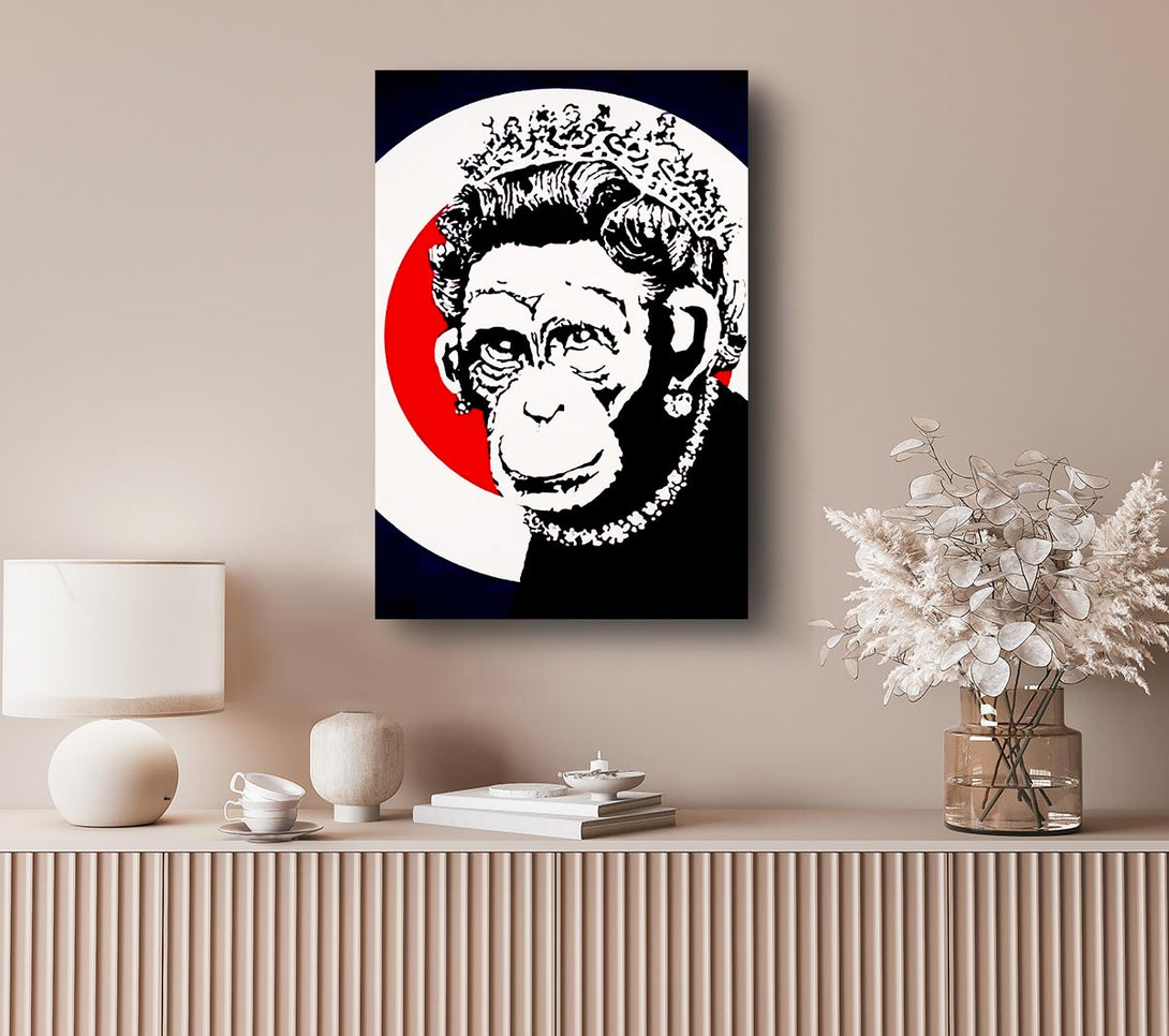 A Canvas Print of Banksy Queen Chimp Canvas Print