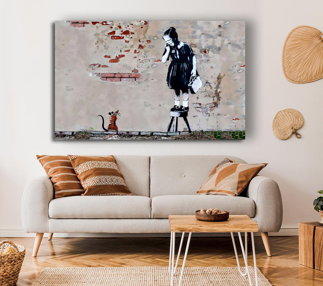  A Canvas Print of Banksy Scared Of The Mouse Canvas Wall Art