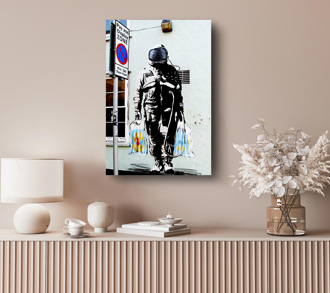  A Canvas Print of Banksy Shopping Bag Soldier Canvas Print