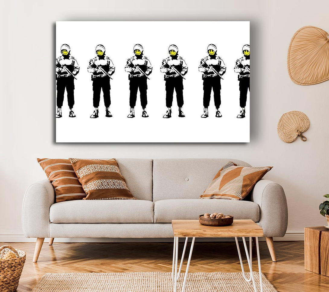  A Canvas Print of Banksy Smiley Face Line-Up Canvas Art