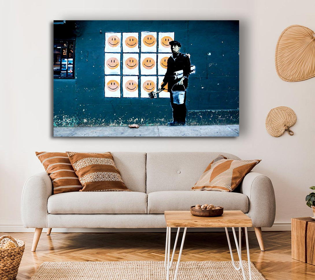  A Canvas Print of Banksy Smiley Face Posters Canvas Print