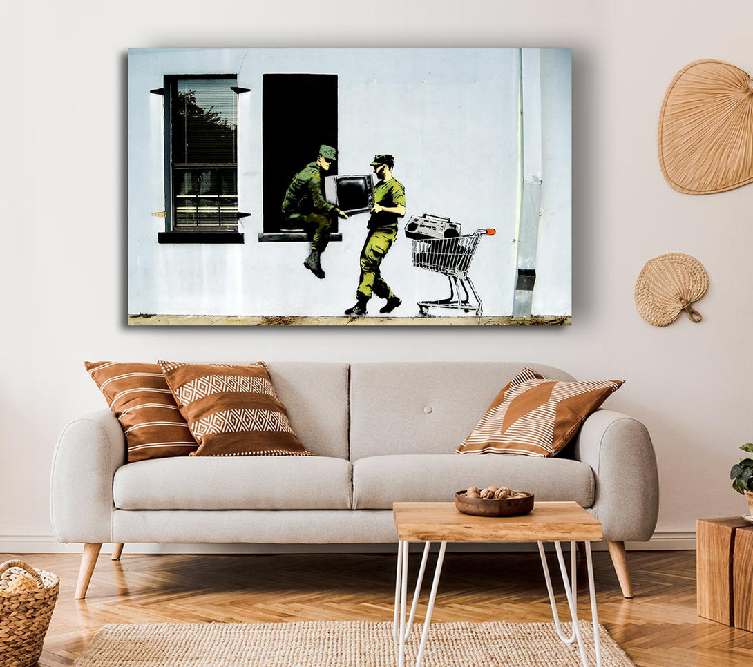  A Canvas Print of Banksy Soldier Heist Canvas Wall Art