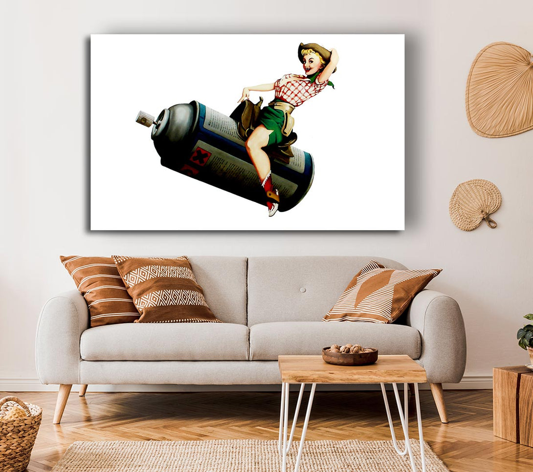  A Canvas Print of Banksy Spray Can Cowgirl Canvas Art