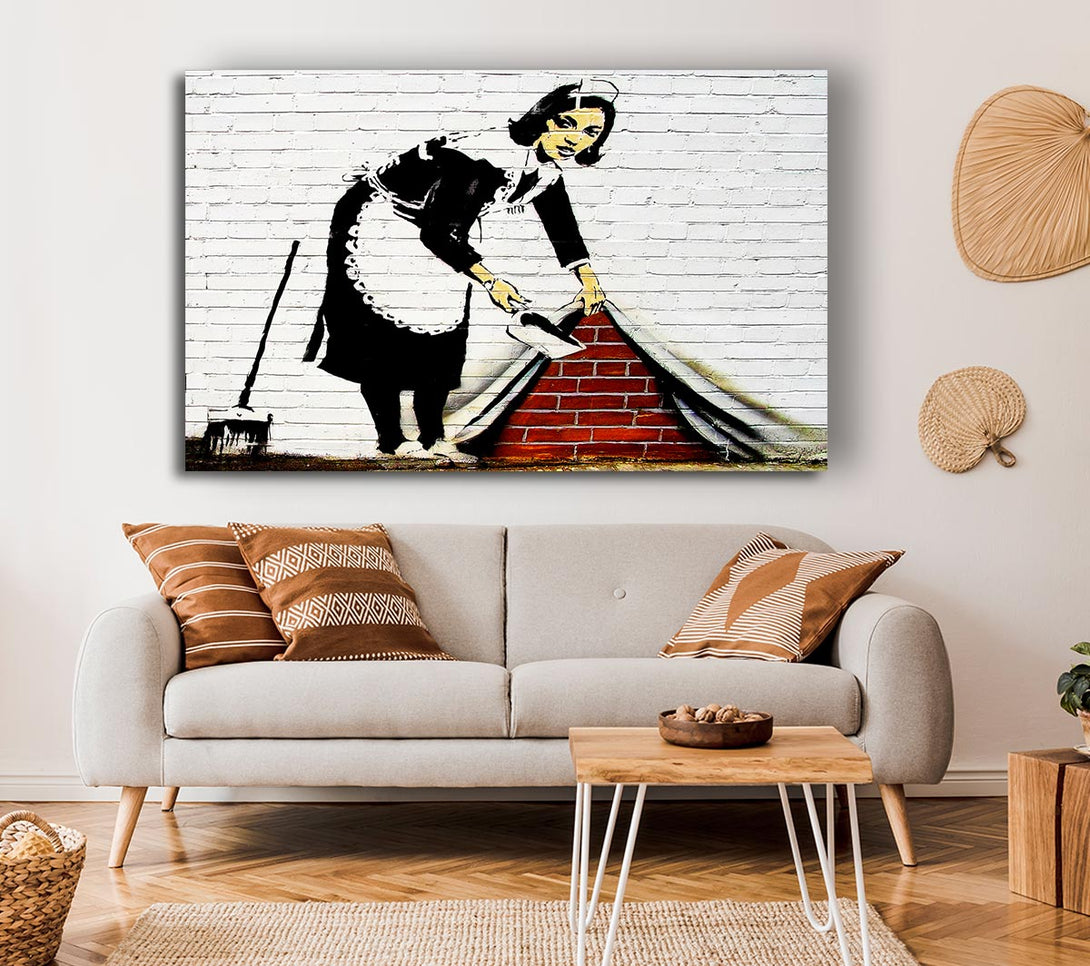  A Canvas Print of Banksy Sweep It Under The Carpet Canvas Art