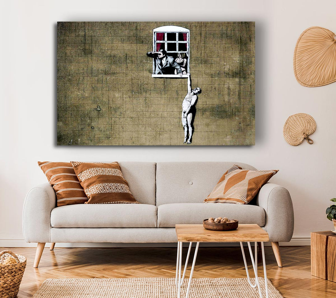  A Canvas Print of Banksy Window Lovers Original Canvas Print