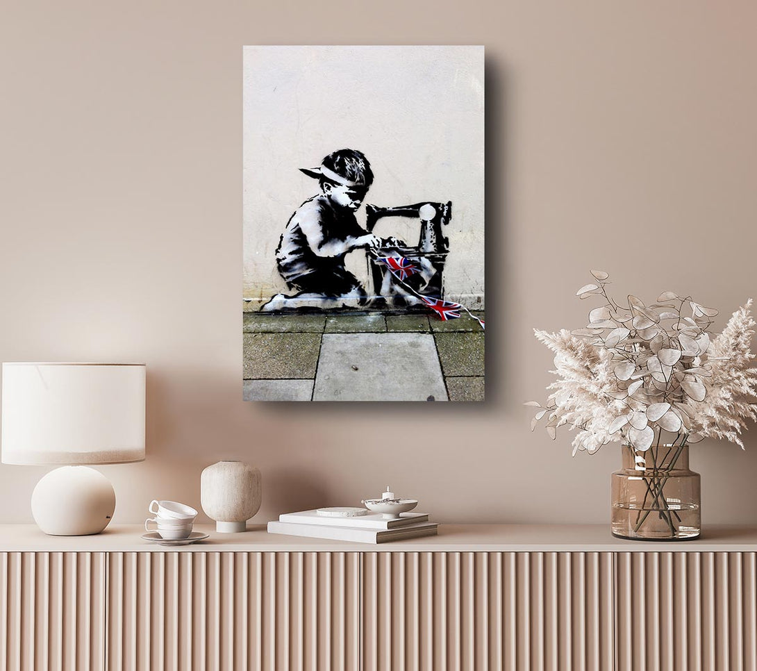  A Canvas Print of Banksy Child Bunting Canvas Art
