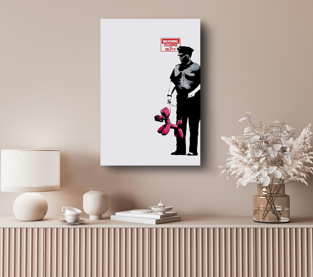  A Canvas Print of Banksy Guard Dog Security Canvas Art